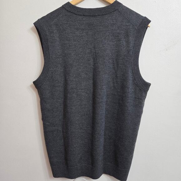 Hart Schaffner Marx Men Prep Academia Gray Extra Fine Merino Wool Sweater Vest M - Picture 7 of 10
